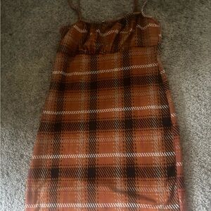 Orange Sleeveless Spaghetti Strap Slip Midi Dress